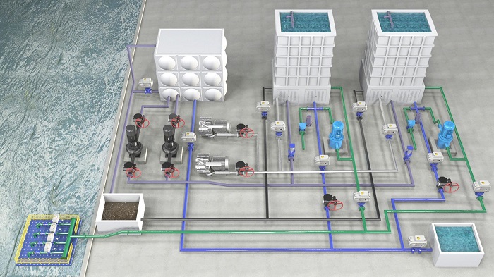 城市污水處理廠3d工藝流程圖